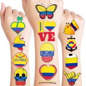 cute colombia temporary tattoos independence birthday party decorations favors supplies flag themed stickers 10 sheets 100 pcs gifts for baby kids girls boys decor class school carnival christmas