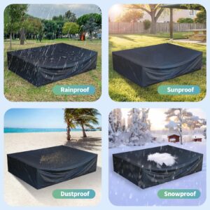 NICESOUL® Patio Furniture Cover, Premium Black and Silver Outdoor Sofa Cover, Heavy Duty 210D Waterproof Material, Rectangular Universal Fit for Patio Conversastion Sofa Set (120" x 88.6"x 29.5")