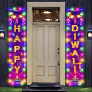 diwali door hanging banner lighted decorations festival of light porch sign with led light deepavali celebration banner party indoor outdoor wall decor