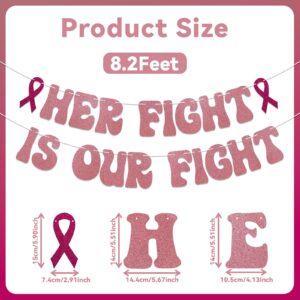 Her Fight is Our Fight Banner - Breast Cancer Awareness Party Decorations, Cancer Free Banner, Peace Out Chemo Decorations, The Breast Cancer Awareness Month Decorations Rose Gold Glitter