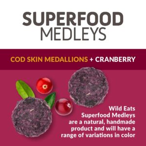 Wild Eats Cod Skins Dog Treat Superfood Medallions 3oz - Only Cod & Cranberry, Urinary Tract for Dogs Health Support