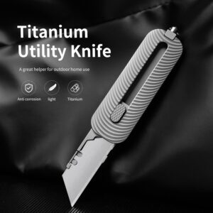 TGZUO Titanium EDC Utility Knife with Retractable Razor Box Cutter 10pcs Carbon Blades