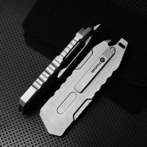 TGZUO Titanium Retractable Pocket Knife 6 inch Utility Knife with 10pcs Carbon Steel Blades