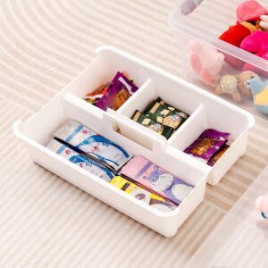 Bienvoun 17 QT Plastic Storage Box with Handle Removable Tray Craft Organizers and Storage Container Stackable Clear Storage for Bead,Crayon,Tool,Sewing,Playdoh