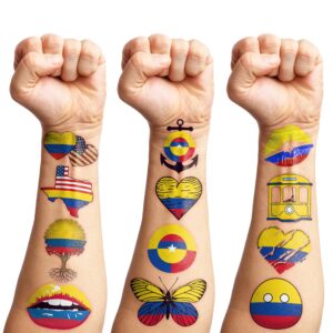 Cute Colombia Temporary Tattoos Independence Birthday Party Decorations Favors Supplies Flag Themed Stickers 10 Sheets 100 PCS Gifts for Baby Kids Girls Boys Decor Class School Carnival Christmas