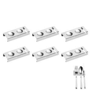 cutlery rests stand for chopsticks spoon fork knife rest rack 304 stainless steel flatware holder set of 6 for dining table hotel restaurant (silver, 10x4x1.5cm)