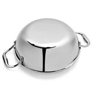 Vinod Titanium Triply Stainless Steel Indian Kadhai with Lid, 26 cm Diameter, 3.30 Ltr Capacity, Induction & Gas Stove Compatible, Heat Resistant Handles, Ideal for Frying and Sauteing, Pack of 1