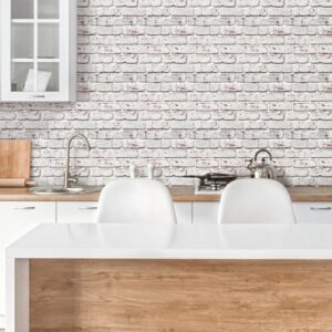 COMSTICKC 10 Pcs 3D Faux Brick Wall Panel Peel and Stick Brick Tiles, 12"X12" Small Size Thin PVC Self Adhesive Brick Backsplash Veneers Wall Covering for Interior Wall Decor Farmhouse