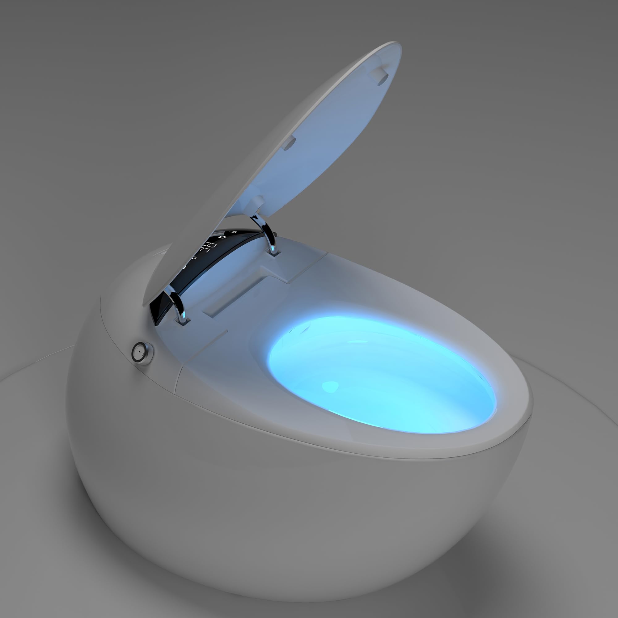 Space Capsule Smart Toilet, Featuring Automatic Opening And Closing, Automatic Flushing, Foot Sensor Flushing, LED Light, Heated Seat and Multi-Functional Remote Control, Tankless Bidet Toilet