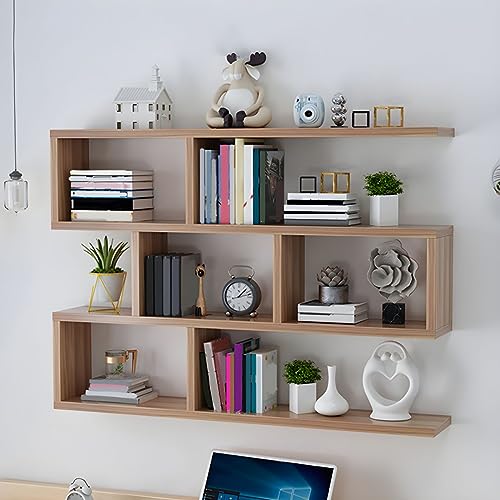 FOTN Wall Unit Open Book Shelf Decoration Wall Hanging Bookshelf Wall Partition Wall Background(Walnut,47" L x 8" W x 31" H)