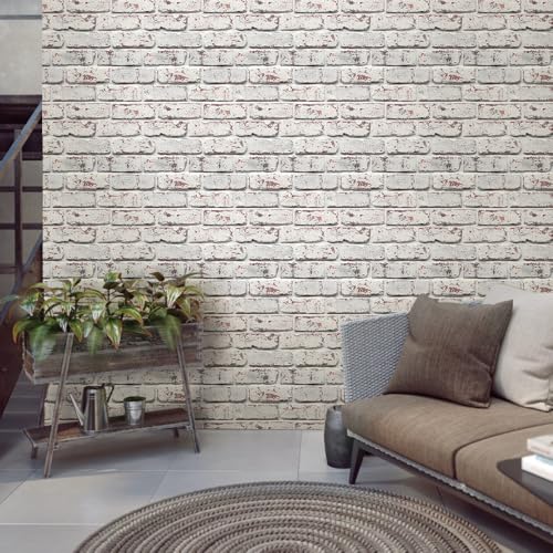 COMSTICKC 10 Pcs 3D Faux Brick Wall Panel Peel and Stick Brick Tiles, 12"X12" Small Size Thin PVC Self Adhesive Brick Backsplash Veneers Wall Covering for Interior Wall Decor Farmhouse