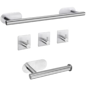 vinteam 5pcs towel rails 16 inch/40cm stainless steel towel rack set with paper holder and 3 towel hook for bathroom kitchen