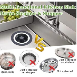 3-in-1 Upgarded Kitchen Sink Drain Stopper &Stainer Combo - Pop-Up Anti-Clog Basket for Fast Drainage , Includes 3 Reuseable Filters