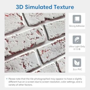 COMSTICKC 10 Pcs 3D Faux Brick Wall Panel Peel and Stick Brick Tiles, 12"X12" Small Size Thin PVC Self Adhesive Brick Backsplash Veneers Wall Covering for Interior Wall Decor Farmhouse