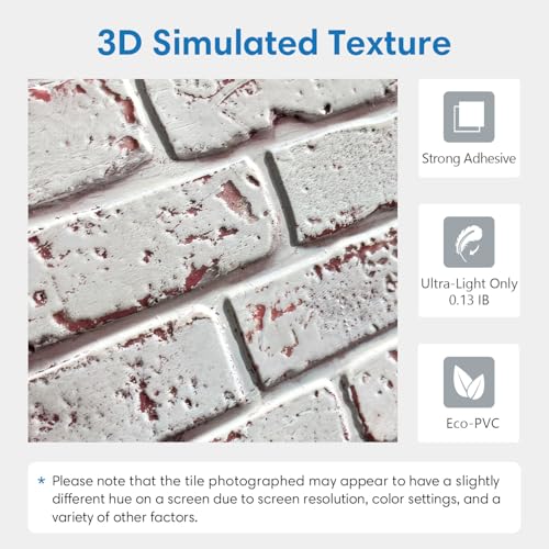 COMSTICKC 10 Pcs 3D Faux Brick Wall Panel Peel and Stick Brick Tiles, 12"X12" Small Size Thin PVC Self Adhesive Brick Backsplash Veneers Wall Covering for Interior Wall Decor Farmhouse