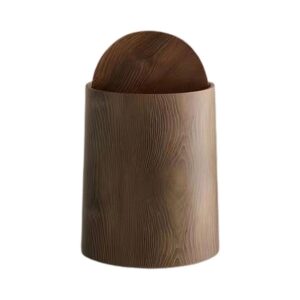 bathroom trash can, household trash can with swing lid, wood grain trash can for office and bedroom, with removable interior waste bucket