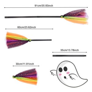 Reicyfang Halloween Witch Broom, Witch Broomstick Costume Accessories, Witch Broomstick Cosplay Broom Props, Halloween Witch Decoration Props, Plastic Broom Props for Halloween Cosplay Favors