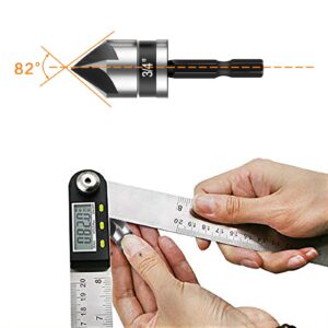 5 Pcs Countersink Drill Bit Set, 82 Degree, 5Flute with 1/4” Quick Change Hex Shank, Sizes 1/4” to 3/4” for Metal, Wood & Plastic, Ideal for Carpentry, Metalwork, Plastic Fabrication