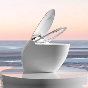 Space Capsule Smart Toilet, Featuring Automatic Opening And Closing, Automatic Flushing, Foot Sensor Flushing, LED Light, Heated Seat and Multi-Functional Remote Control, Tankless Bidet Toilet