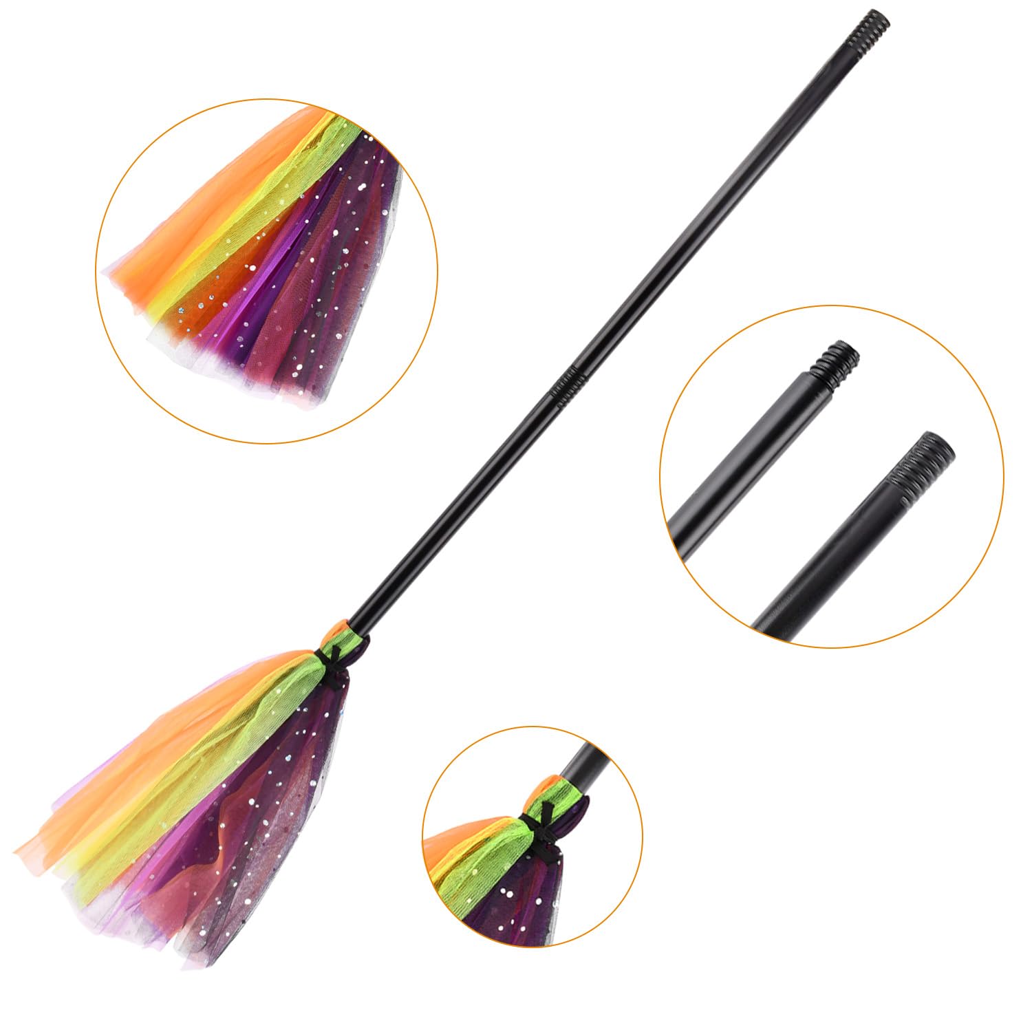 Reicyfang Halloween Witch Broom, Witch Broomstick Costume Accessories, Witch Broomstick Cosplay Broom Props, Halloween Witch Decoration Props, Plastic Broom Props for Halloween Cosplay Favors