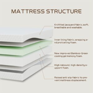 Bamboobreeze Twin/Full/Queen/King Mattress, Cooling Gel Memory Foam, Medium-Firm, Pressure Relief, CertiPUR-US