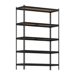 GarveeHome 5-Tier Storage Shelves, Heavy Duty Metal Shelving Unit, Adjustable Garage Storage Shelving Utility Rack for Warehouse Pantry Kitchen Basement Laundry, Black, 48" L x 18" W x 73" H