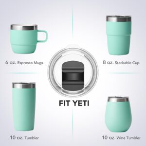 10 oz Wine Tumbler Lid, Replacement Lids Compatible for YETI 6 oz Espresso Mugs, 8 oz Stackable Cup and 10 oz Tumbler, 2 Pack Travel Spill Proof Cup Lids Covers with Magnetic Slider Switch, BPA Free