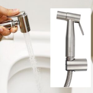 Risbay 1Set Silver Stainless Steel Bathroom Bidet Sprayer Set Handheld Sprayer Kit Handheld Toilet Bidet Sprayer