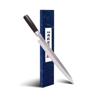 sumteene sushi knife 10.8 inches, japanese sashimi knife with high carbon stainless steel blade,ergonomic wenge wood handle, single bevel yanagiba knife for cutting sushi & sashimi, fish filleting