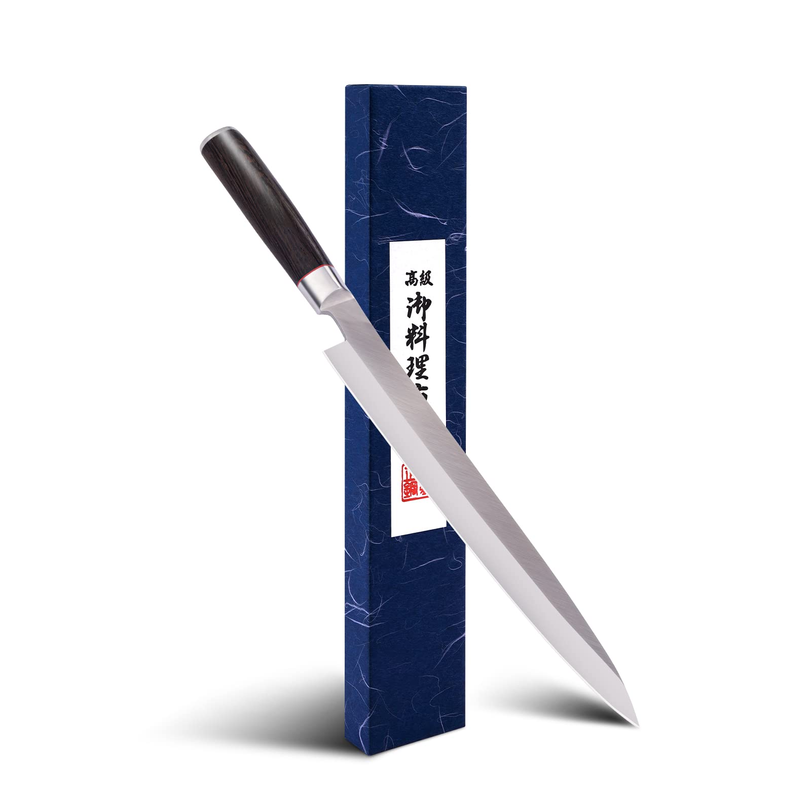 Sumteene Sushi Knife 10.8 inches, Japanese Sashimi Knife with High Carbon Stainless Steel Blade,Ergonomic Wenge Wood Handle, Single Bevel Yanagiba Knife for Cutting Sushi & Sashimi, Fish Filleting