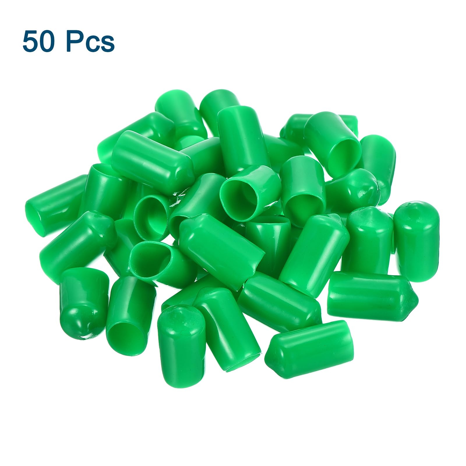 uxcell 50Pcs Rubber End Caps, 11mm/0.43" ID Rubber End Caps, PVC Caps Rubber Screw for Bolts Screw Caps Thread Protectors Tube Screw Bolt, Green