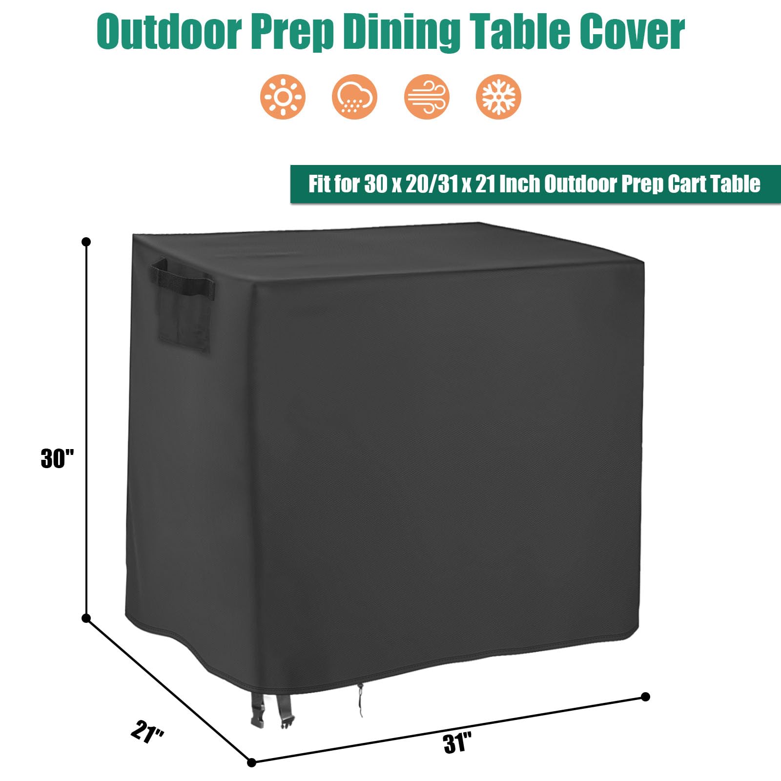 Jungda Outdoor Prep Table Cover,31 inch Waterproof Patio Serve Prep Storage Cart Cover,Outdoor Rectangle Furniture Cover - 31 X 21 X 30 Inch