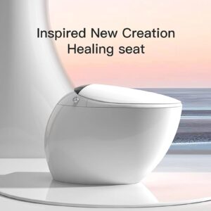 Space Capsule Smart Toilet, Featuring Automatic Opening And Closing, Automatic Flushing, Foot Sensor Flushing, LED Light, Heated Seat and Multi-Functional Remote Control, Tankless Bidet Toilet