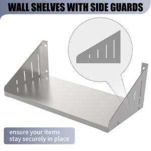 DOLEMODUO Stainless Steel Shelf 12" x24", Microwave & Appliance Wall Shelf, Wall Shelves with Side Guards for Restaurant, Bar, Utility Room, Kitchen and Garage