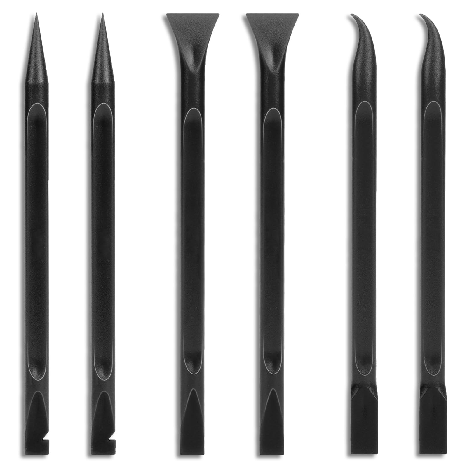 Plastic Scraper Tool, 6 Pcs Non-Scratch Crevice Cleaning Tool Pen-Shaped Scraper for Cleaning Car Detailing Tools for Tight Spaces, Kitchen, Stickers, Labels, Oil Stains, Food, Dirt (Black)