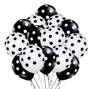 wrovitik 50 pcs latex balloons, 12 inch black and white polka dot balloons for graduation brithday balloon wedding balloon decoration