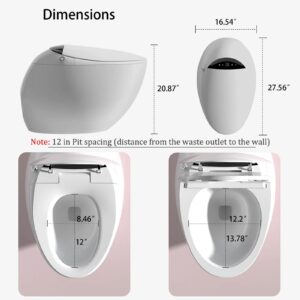 Space Capsule Smart Toilet, Featuring Automatic Opening And Closing, Automatic Flushing, Foot Sensor Flushing, LED Light, Heated Seat and Multi-Functional Remote Control, Tankless Bidet Toilet