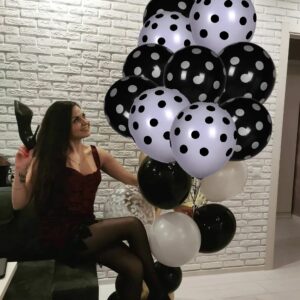 wrovitik 50 Pcs Latex Balloons, 12 Inch Black and White Polka Dot Balloons for Graduation Brithday Balloon Wedding Balloon Decoration