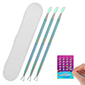 3pcs lottery ticket scratcher tool, metal lottery scratcher, scratch off tool, lotto scratcher label scraper for lottery ticket, multi-use scraping tool for tickets stickers labels films, rainbow