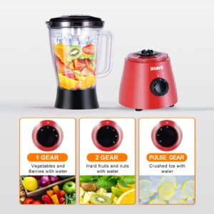 JUSANTE Blender for Smoothies, Small Blender with 500W Motor for Milkshake Desserts Nut Butter, Cocktails Sauces (Red)