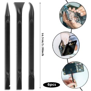 Plastic Scraper Tool, 6 Pcs Non-Scratch Crevice Cleaning Tool Pen-Shaped Scraper for Cleaning Car Detailing Tools for Tight Spaces, Kitchen, Stickers, Labels, Oil Stains, Food, Dirt (Black)