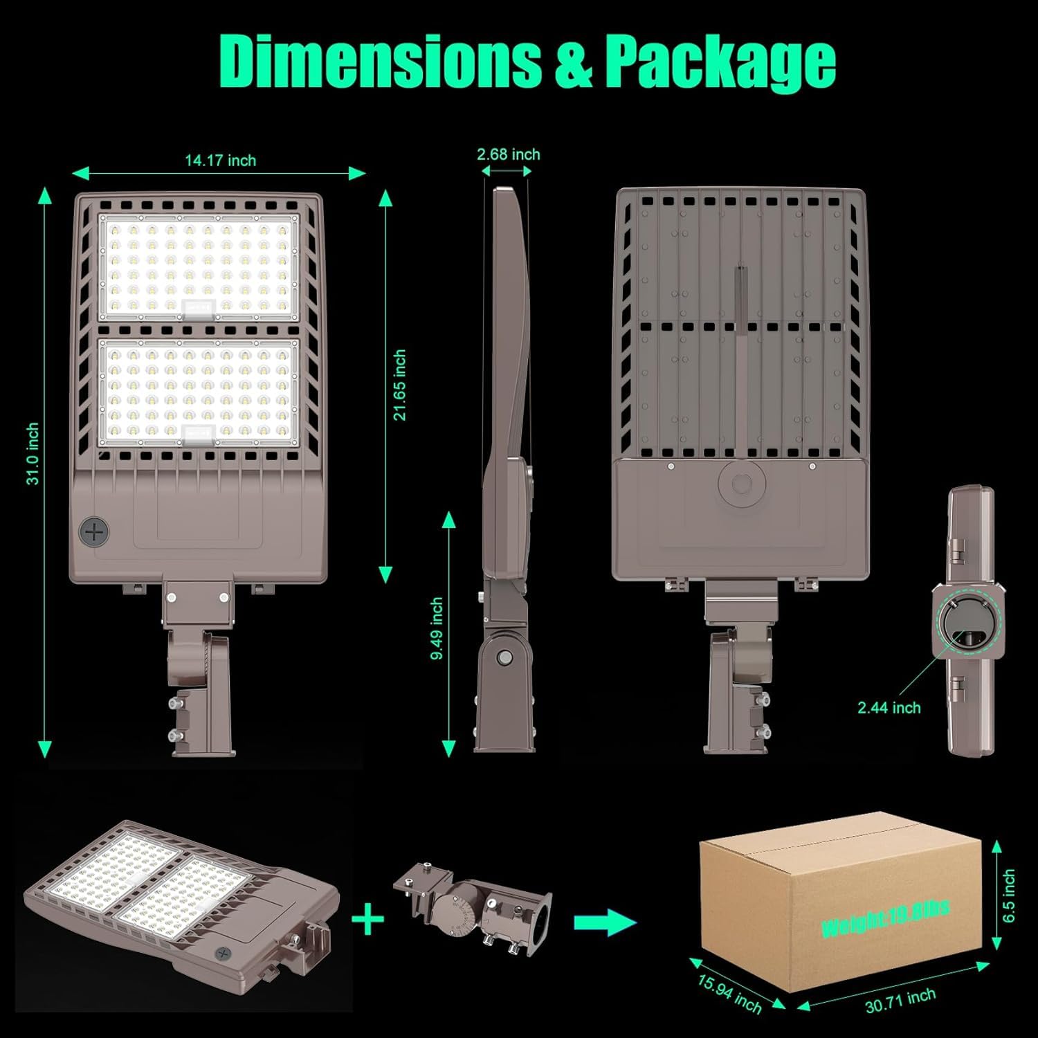 2Pack 400W LED Parking Lot Light 56,000 LM, DLC UL Listed Industrial Parking Lot Flood Lights, Street Area Light IP65 5000K Waterproof 100-277VAC, Stadium Lights Outdoor LED Pole Light w/Slip Fitter