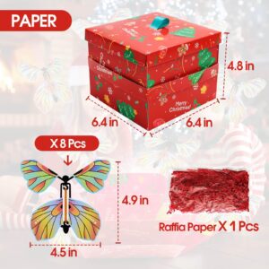 8 Pcs Christmas Flying Butterfly Surprise Box, DIY Magic Wind Up Explosion Gift Box for Christmas Thanksgiving Birthday Party Surprise Gift Box