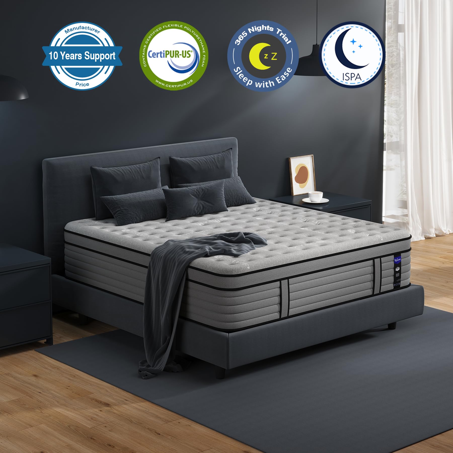 DIFAME Full Size Mattress, 12 Inch Full Hybrid Mattress in a Box with Memory Foam, Upgraded Strengthen Individually Pocket Spring for Motion Isolation, Pressure Relief, Edge Support, Medium