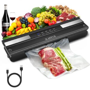 ilaffus cordless vacuum sealer rechargeble dry & moist modes compact design powerful multi-functional food vacuum sealer machine with cutter for fruits vegetables meat nuts