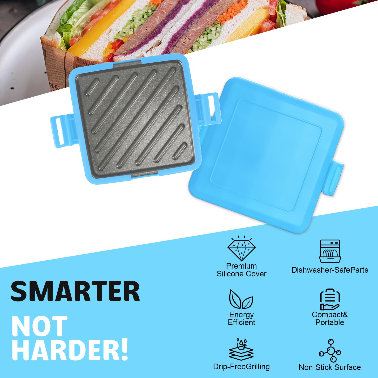 Microwave Toastie Sandwich Maker,Micro Munchy Microwave Toastie Maker, Versatile Small Toaster, Easy to Clean and Store, Perfect for Cooking Breakfast, Grilled Cheese, Snacks (Blue)