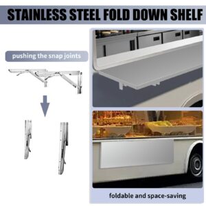 DOLEMODUO 36 L x 12 W Inch Folding Stainless Steel Wall Shelf for Food Trailer & Concession Window, Space-Saving Metal Fold Down Food Serving Shelves