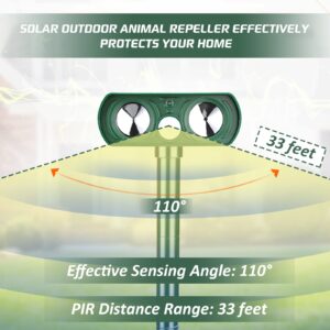 Pblovylu Pack of 4 Ultrasonic Animal Repellent Outdoor Solar Animal Repeller Deer Repellent Devices with Motion Sensor Animal Deterrent to Repel Cat Deer Squirrel Rabbit Dog Skunk for Yard Lawn