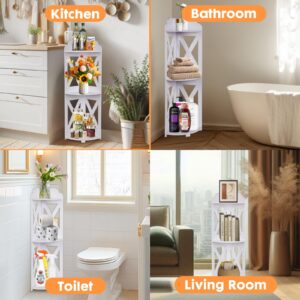 ShellKingdom Toilet Paper Stand, Corner Shelf Stand, Small Bathroom Storage Cabinet for Bathroom, Home, Small Space, Corner Shelf, White