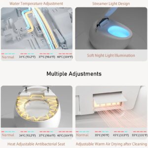 Space Capsule Smart Toilet, Featuring Automatic Opening And Closing, Automatic Flushing, Foot Sensor Flushing, LED Light, Heated Seat and Multi-Functional Remote Control, Tankless Bidet Toilet